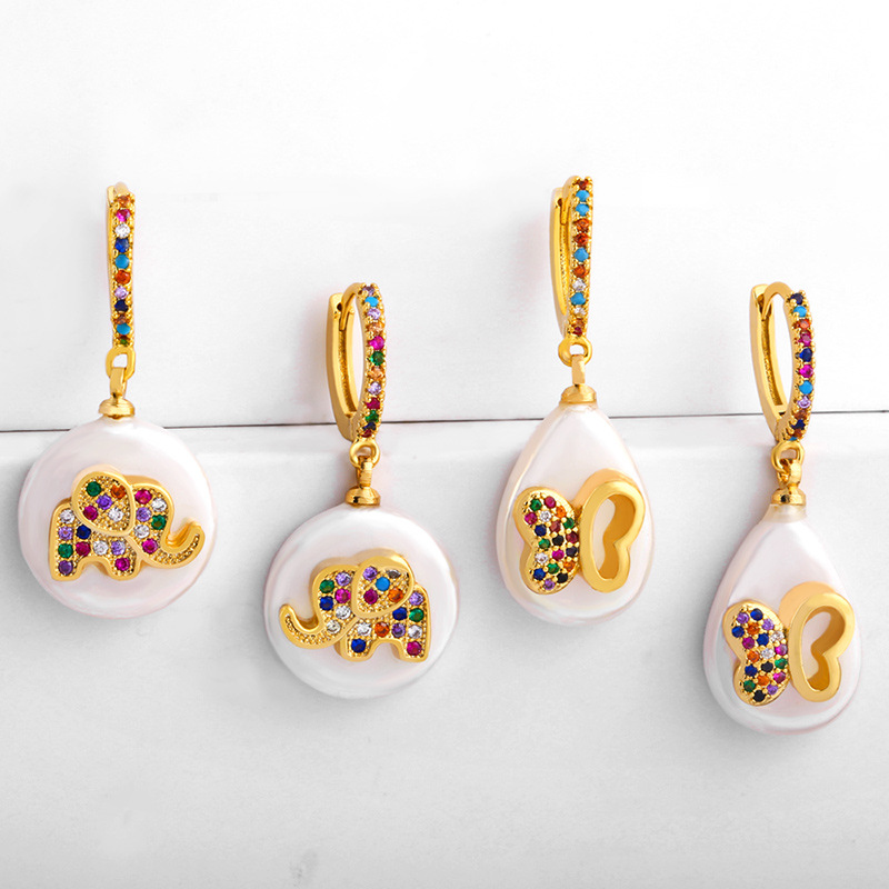 Super flash butterfly earrings for women with micro-inlaid zircon earrings personality fashion temperament earrings pearl earrings wholesale err50