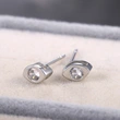   Japanese and Korean minimalist girls' personality all-match zircon spindle earrings real gold color-preserving daily clothing accessories