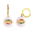 Pearl earrings European and American devil's eye micro-inlaid colored diamond earrings water drop round geometric earrings female err52