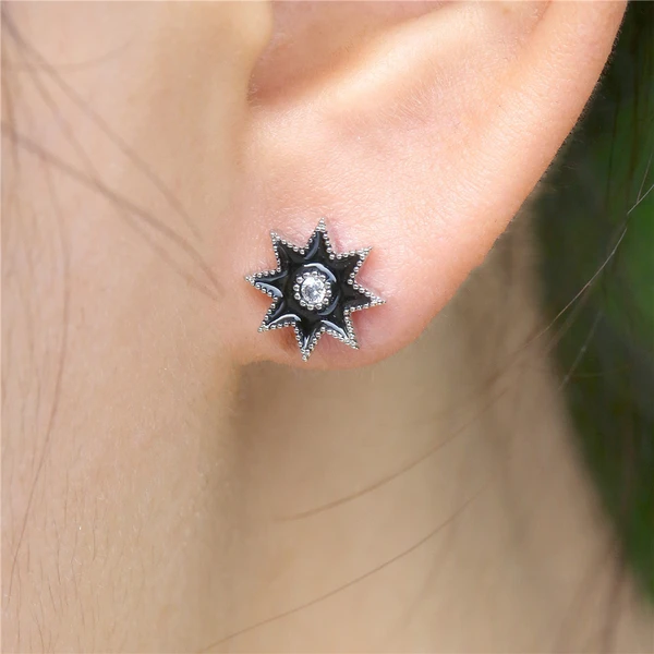  Korea's hot selling new simple temperament six-pointed star copper earrings for women glue star earrings for women