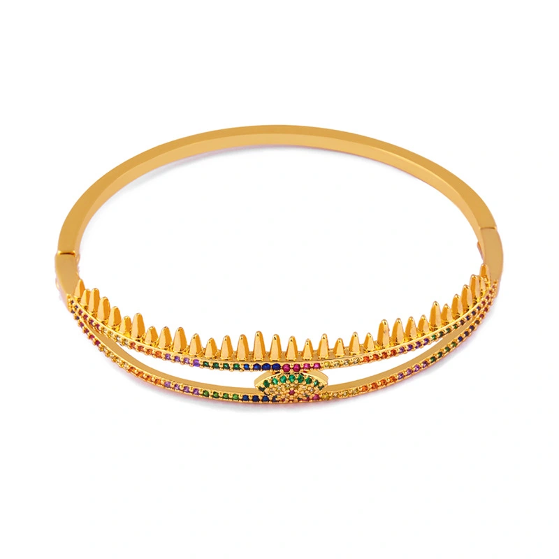 European and American jewelry celebrity bracelet female copper plated K gold inlaid colored zircon cross open bracelet brb80