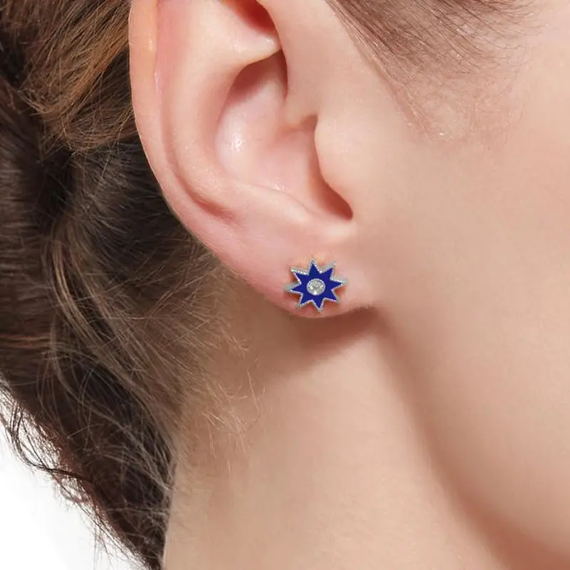  Korea's hot selling new simple temperament six-pointed star copper earrings for women glue star earrings for women