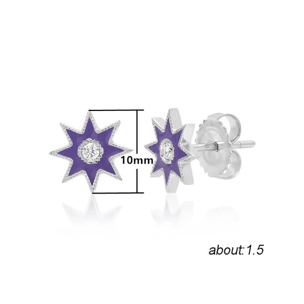  Korea's hot selling new simple temperament six-pointed star copper earrings for women glue star earrings for women