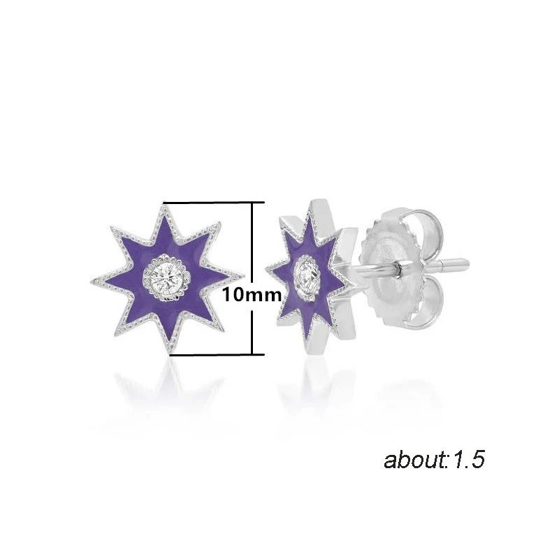  Korea's hot selling new simple temperament six-pointed star copper earrings for women glue star earrings for women