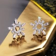   Hot selling new European and American simple and versatile diamond crystal flower earrings trendy girls earrings