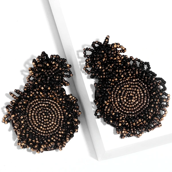 earrings European and American Internet celebrity rice bead earrings retro gold-plated lacquer rice bead earrings hot selling jewelry erp66