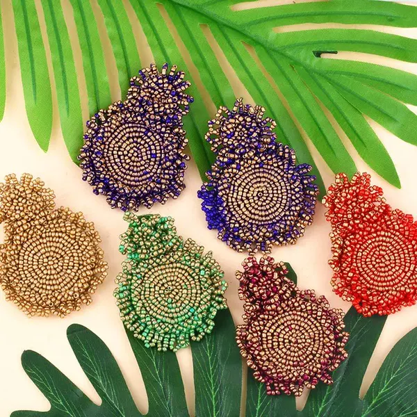 earrings European and American Internet celebrity rice bead earrings retro gold-plated lacquer rice bead earrings hot selling jewelry erp66