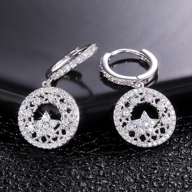  Korean jewelry hot selling new Korean style fashion hollow carved zirconium diamond earrings earrings source factory