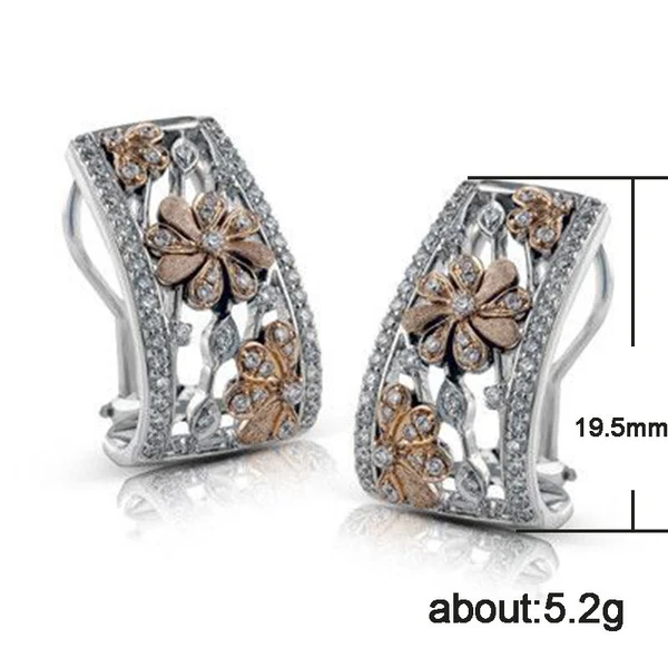   Hot selling fashion color separation hollow flower zircon ladies earrings classic flower earrings for women