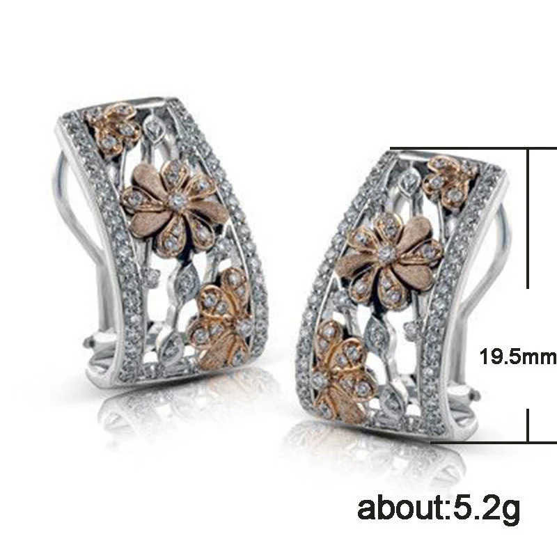   Hot selling fashion color separation hollow flower zircon ladies earrings classic flower earrings for women