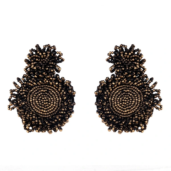 earrings European and American Internet celebrity rice bead earrings retro gold-plated lacquer rice bead earrings hot selling jewelry erp66