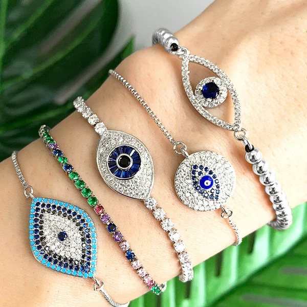 Hot selling jewelry European and American classic retro bracelet devil eye eyes full diamond adjustable bracelet brb70