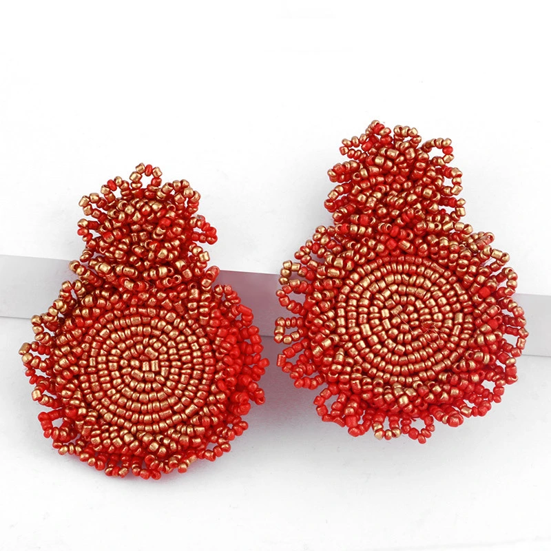 earrings European and American Internet celebrity rice bead earrings retro gold-plated lacquer rice bead earrings hot selling jewelry erp66