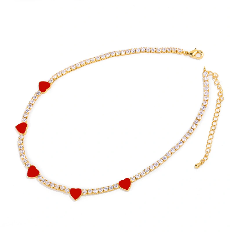 New accessories choker love necklace full of diamonds simple net red clavicle necklace necklace trend nkp96