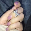 Flower Fairy series new bow step diamond ring beautiful luxury simulation diamond ring temperament women