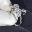Flower Fairy series new bow step diamond ring beautiful luxury simulation diamond ring temperament women