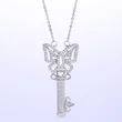 Key-shaped necklace with zircon inlaid on the inside for women Korean style exquisite versatile sweater chain Internet celebrity same style