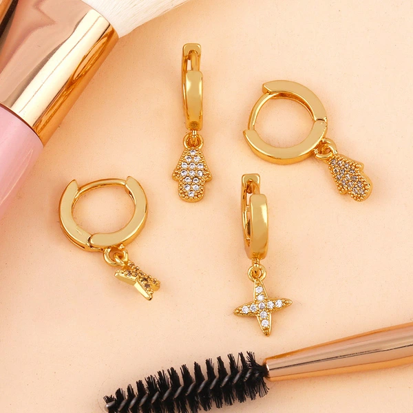 Clearance earrings 2024 Hot sale European and American cross zircon earrings women's diamond earrings err99