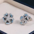 European and American hot-selling fashion creative colorful epoxy zircon flower and leaf earrings for women