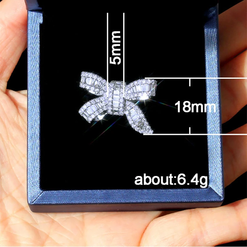 Flower Fairy series new bow step diamond ring beautiful luxury simulation diamond ring temperament women