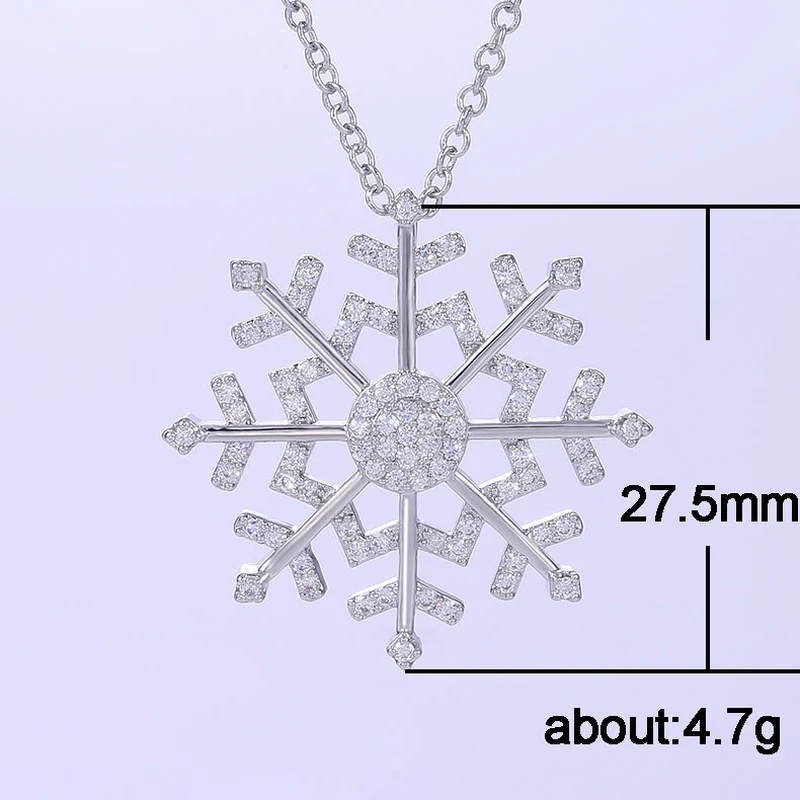  Snowflake zircon necklace for women Korean style exquisite versatile sweater chain Internet celebrity style 