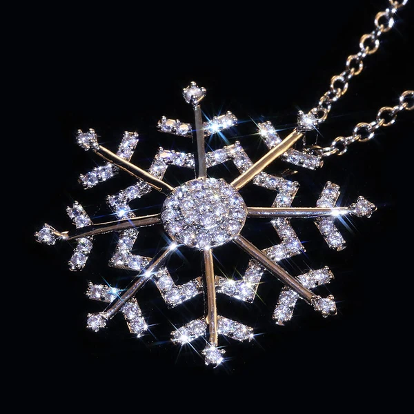  Snowflake zircon necklace for women Korean style exquisite versatile sweater chain Internet celebrity style 