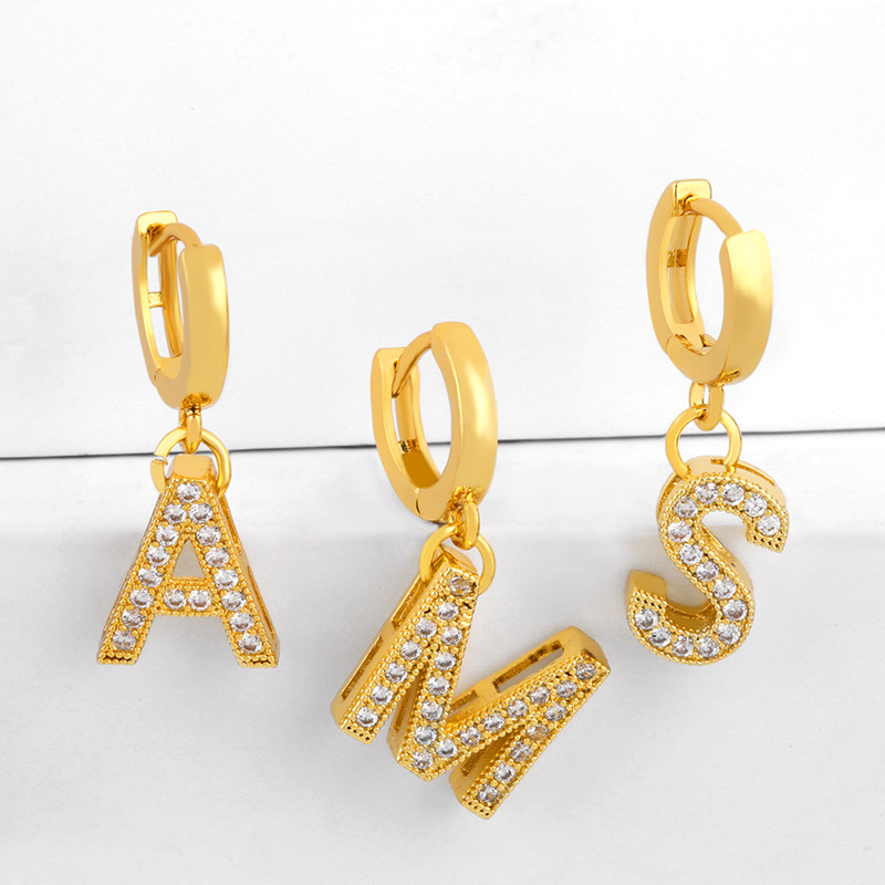 earrings original retro earrings high-end diamond surname English letter earrings err98