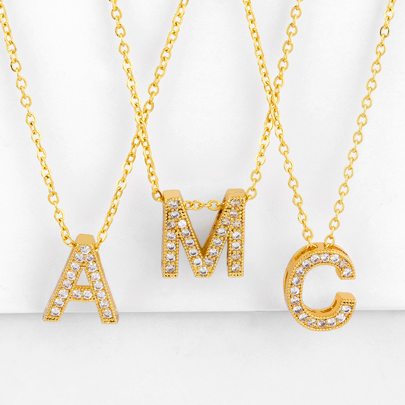 New accessories 26 English letters necklace net red diamond letter pendant couple necklace nkq03