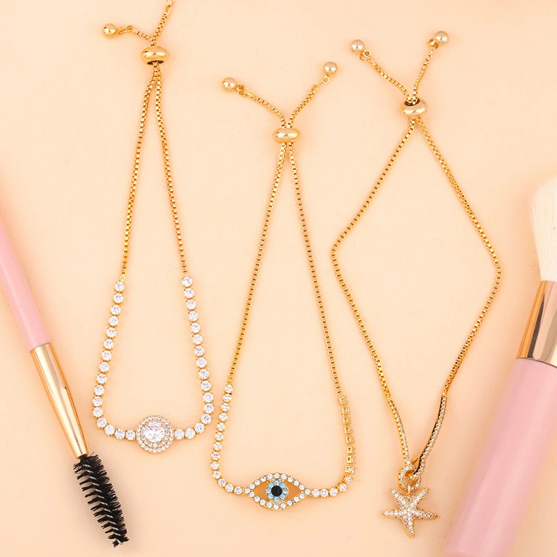 Fashion zircon crystal pull-out bracelet female European and American simple personality starfish bracelet adjustable bracelet brb93