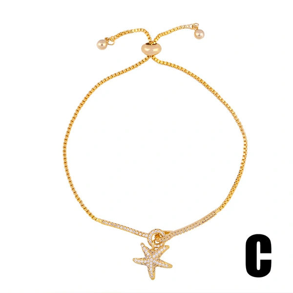 Fashion zircon crystal pull-out bracelet female European and American simple personality starfish bracelet adjustable bracelet brb93