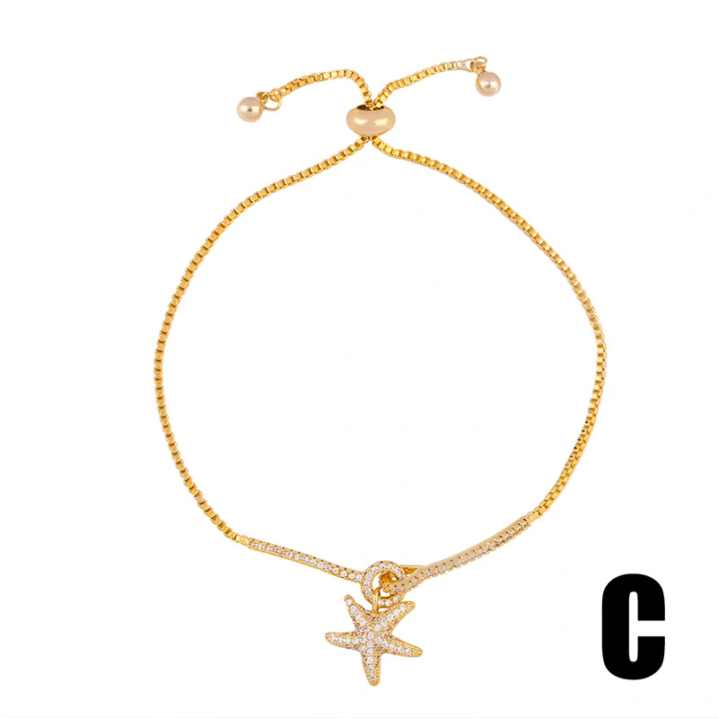 Fashion zircon crystal pull-out bracelet female European and American simple personality starfish bracelet adjustable bracelet brb93