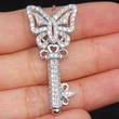 Key-shaped necklace with zircon inlaid on the inside for women Korean style exquisite versatile sweater chain Internet celebrity same style