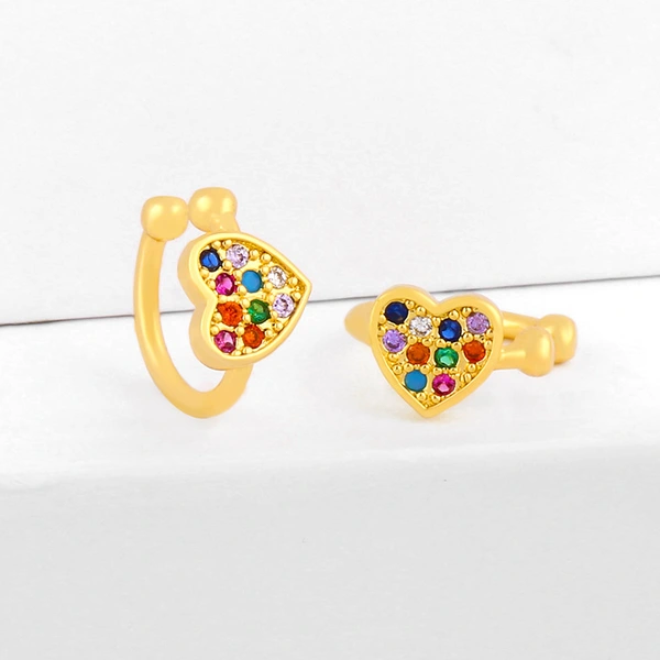 Clearance earrings European and American heart-shaped love earrings ear clips no ear holes inlaid diamond peach heart ear bone clips female ers50