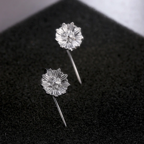   Hot-selling single-line earrings, sunflower earrings, European and American fashion earrings, creative long flower earrings