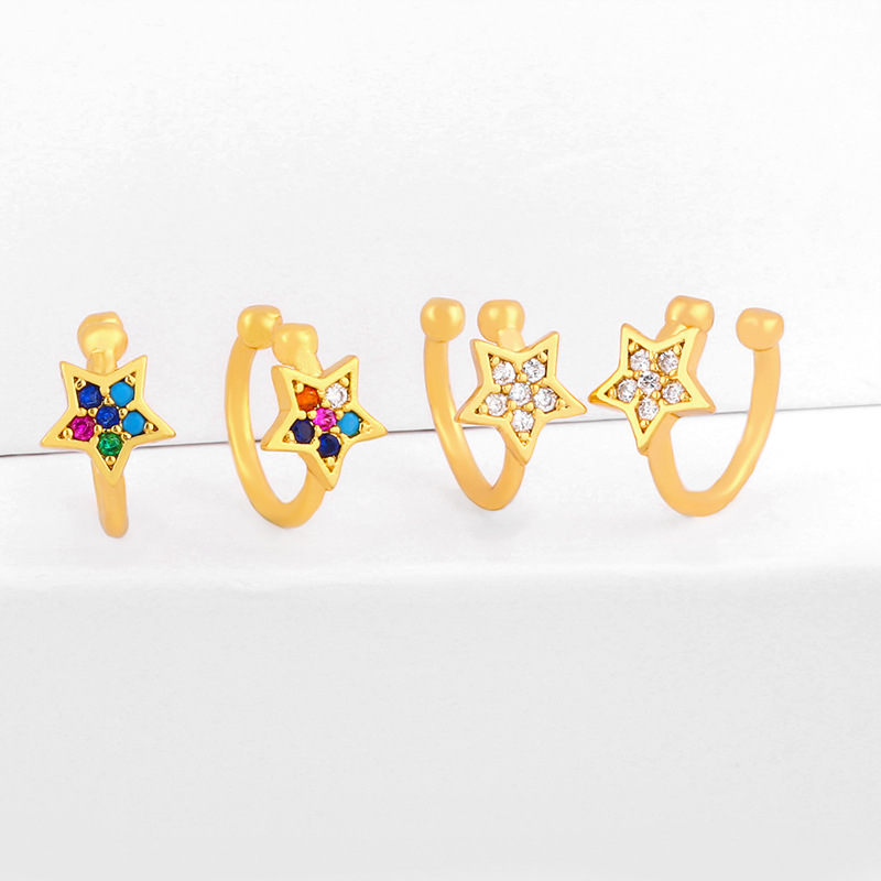 Clearance trend zircon ear bone clip C-shaped star diamond ear clip non-pierced earrings wholesale ers47