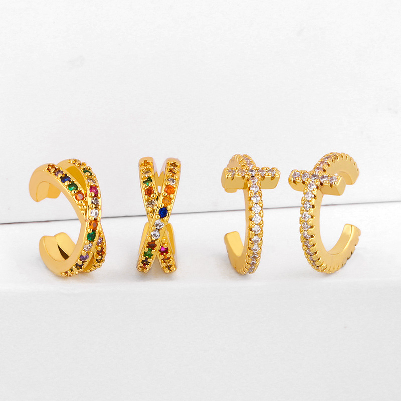 earrings 2023 original design earrings European and American retro hip-hop cross ear clips without ear holes ers52