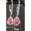   Hot selling two-tone plated versatile teardrop-shaped pink diamond earrings fashionable European and American style women's jewelry
