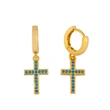 European and American classic retro cross earrings hip hop full diamond zircon cross earrings temperament all-match ers58