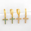 European and American classic retro cross earrings hip hop full diamond zircon cross earrings temperament all-match ers58
