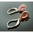   Hot selling two-tone plated versatile teardrop-shaped pink diamond earrings fashionable European and American style women's jewelry