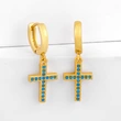 European and American classic retro cross earrings hip hop full diamond zircon cross earrings temperament all-match ers58