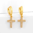 European and American classic retro cross earrings hip hop full diamond zircon cross earrings temperament all-match ers58
