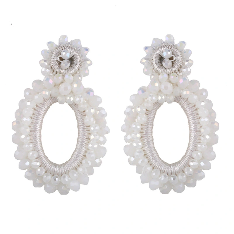 2023 new jewelry earrings European and American rice bead earrings Bohemian rice bead earrings female erq14