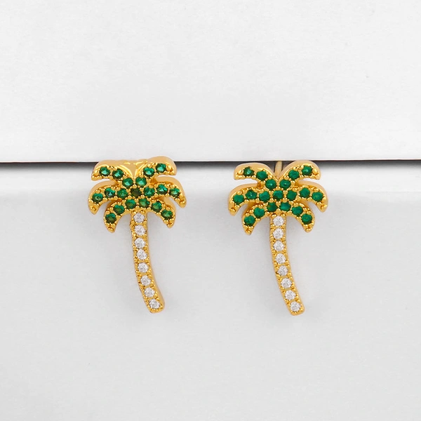Clearance creative ocean style coconut tree earrings peach heart love zircon earrings female jewelry wholesale ers78