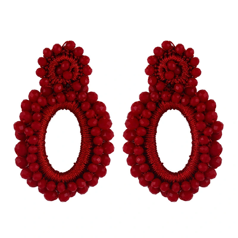 2023 new jewelry earrings European and American rice bead earrings Bohemian rice bead earrings female erq14