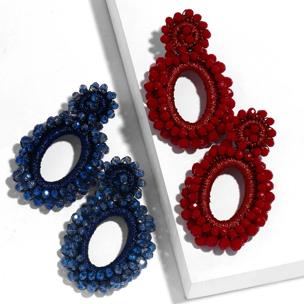 2023 new jewelry earrings European and American rice bead earrings Bohemian rice bead earrings female erq14