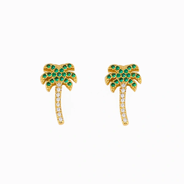 Clearance creative ocean style coconut tree earrings peach heart love zircon earrings female jewelry wholesale ers78