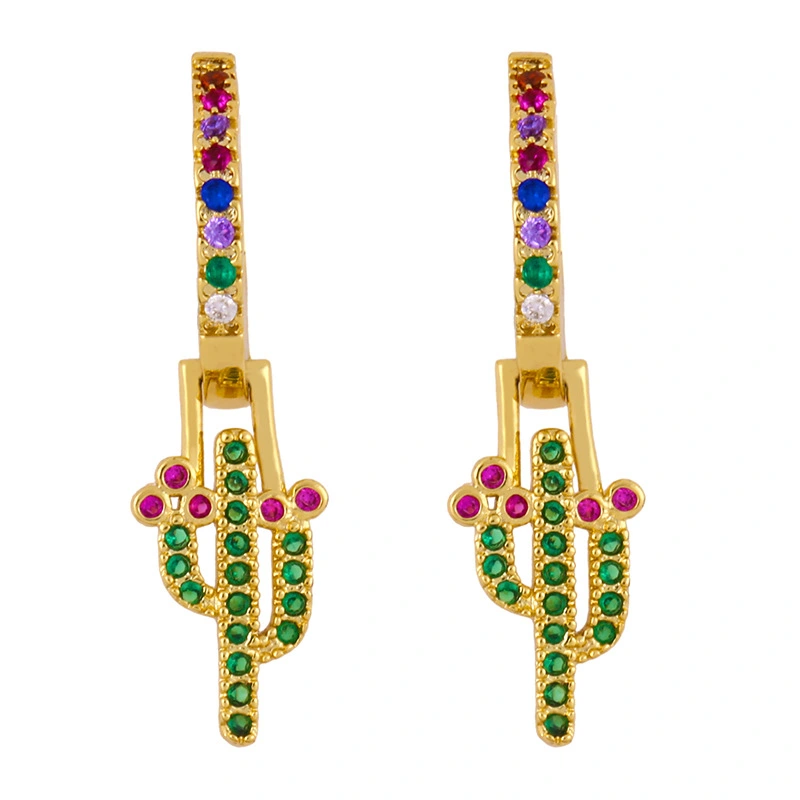 Clearance European and American earrings cactus cross earrings earrings women's diamond jewelry wholesale ert09