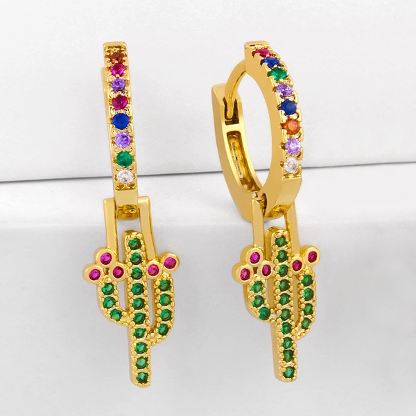 Clearance European and American earrings cactus cross earrings earrings women's diamond jewelry wholesale ert09