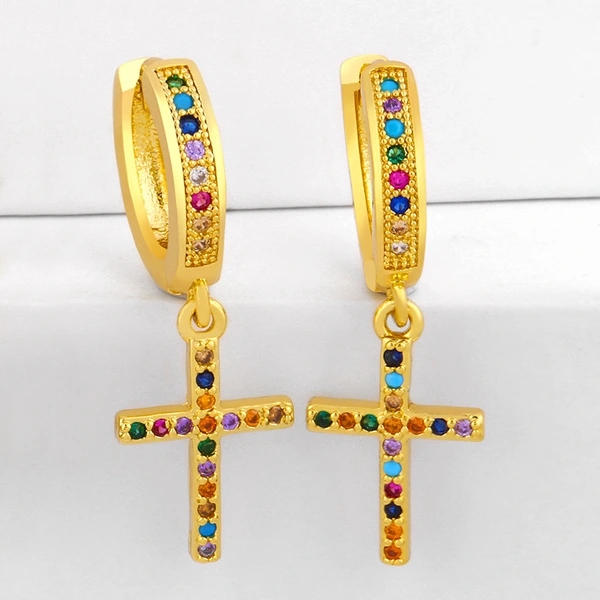 Clearance European and American earrings cactus cross earrings earrings women's diamond jewelry wholesale ert09